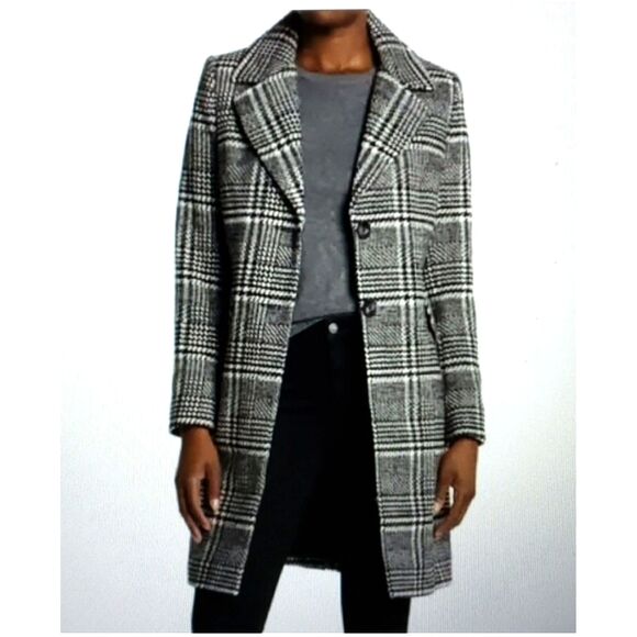 SAM EDELMAN BLACK & WHITE HOUNDSTOOTH PLAID WOOL COAT JACKET SIZE SMALL NWOT - Picture 1 of 13
